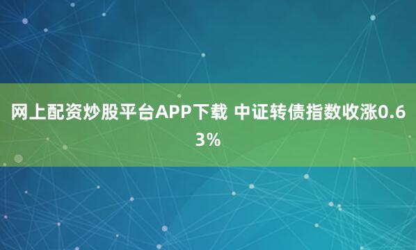 网上配资炒股平台APP下载 中证转债指数收涨0.63%