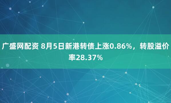 广盛网配资 8月5日新港转债上涨0.86%，转股溢价率28.37%